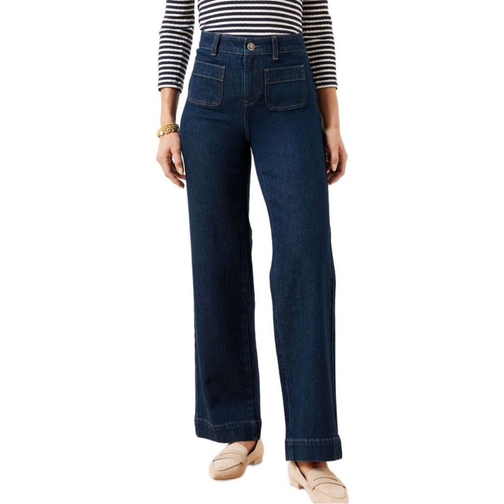 Talbots Dark Blue Wide-Leg Denim Jeans